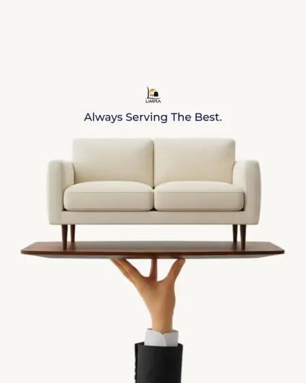 Surreal hand-serving product hero on white