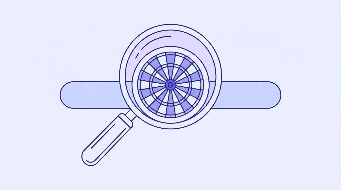 Magnifying glass over a Google search bar selecting high-intent keywords for a New Zealand service business