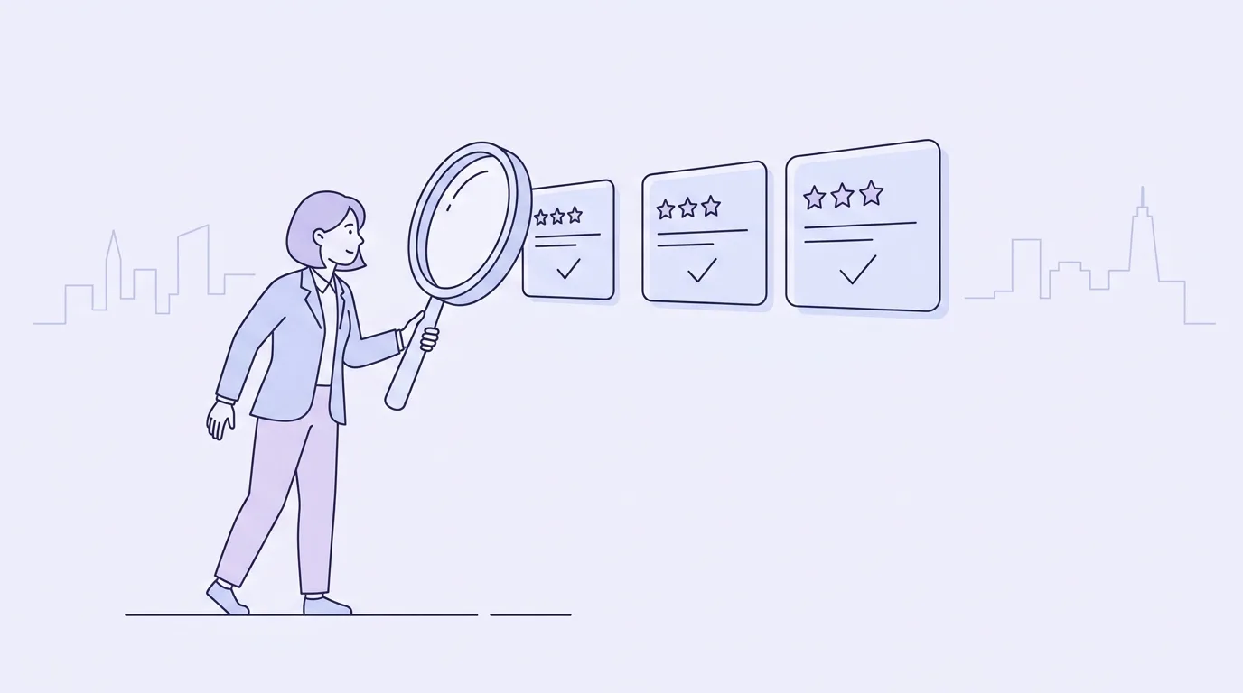 Business owner evaluating lead generation agencies against a checklist of criteria