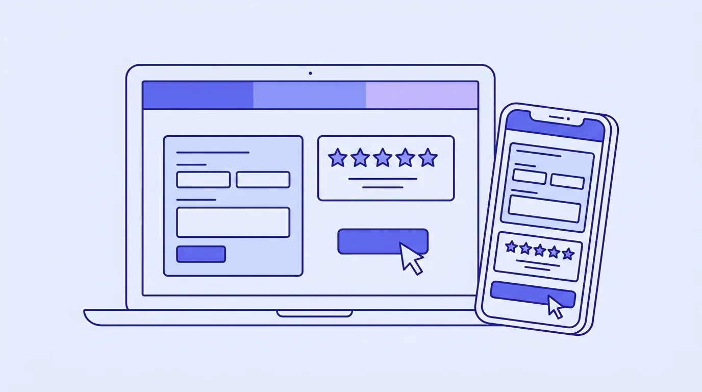 High-converting service business landing page on a laptop with an enquiry form and customer testimonials