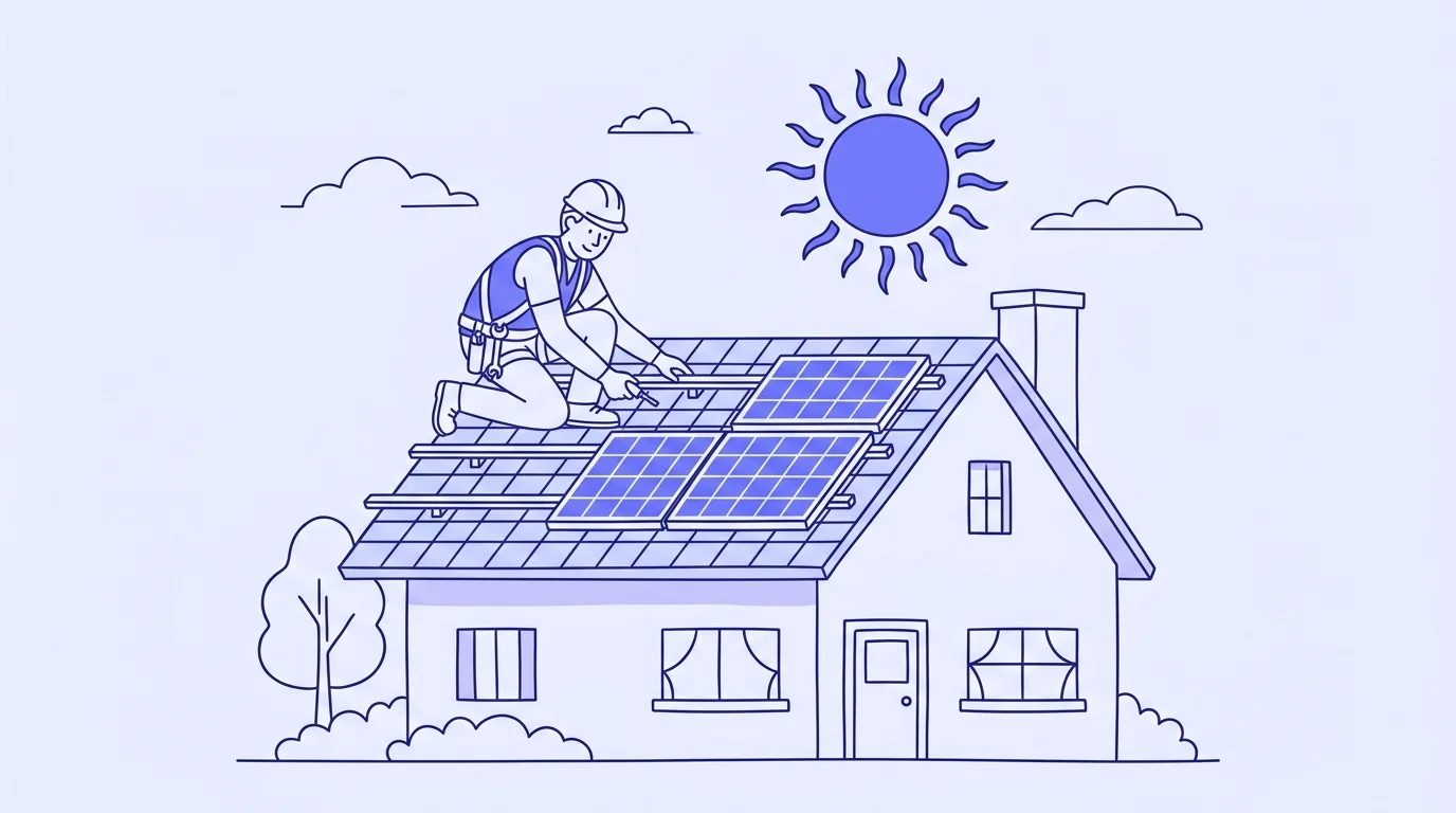 Solar panels installed on a New Zealand home roof under clear sky